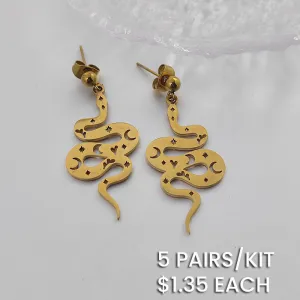 Fashion Punk Stainless Steel Snake Stud Earrings