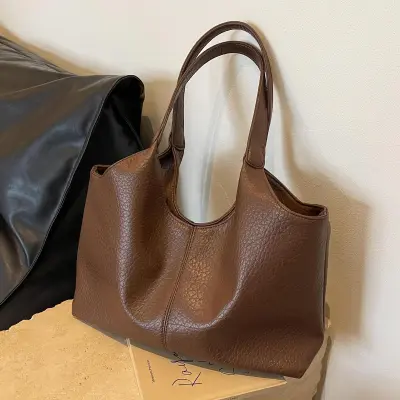 Women Casual Simple Solid Color Large Capacity Tote Bag