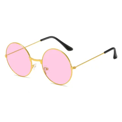 Fashion Retro Round Frame Multicolor Metal Sunglasses with Resin Lenses