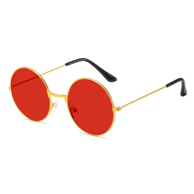 Fashion Retro Round Frame Multicolor Metal Sunglasses with Resin Lenses