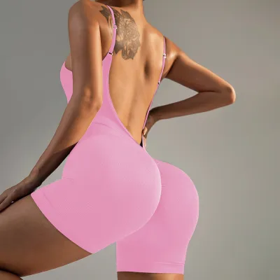Women Fashion Sexy Seamless Backless Yoga Sports Rompers