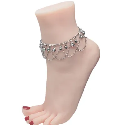 Women's Fashion Boho Beach Golden Wave Chain Tassel Bell Anklet