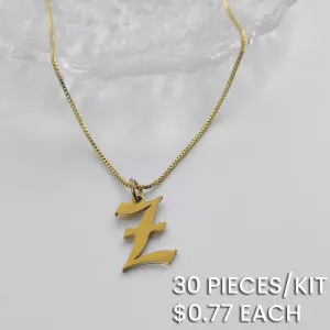 Punk Stainless Steel 26 Alphabet Letter Pendant Chain Necklace 30pcs/Set