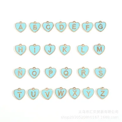 Simple Enameled Heart Pendant Alphabet Necklace Copper Alloy