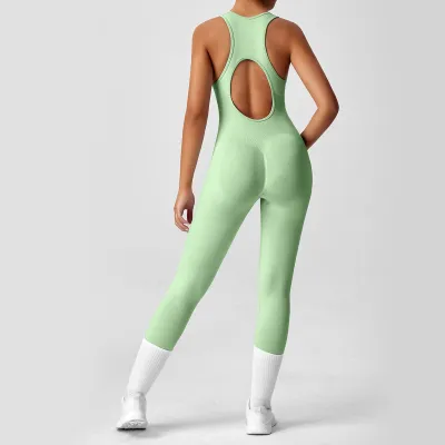 Women's Yoga Solid Color Hollow Out Sleeveless Sports Jumpsuit