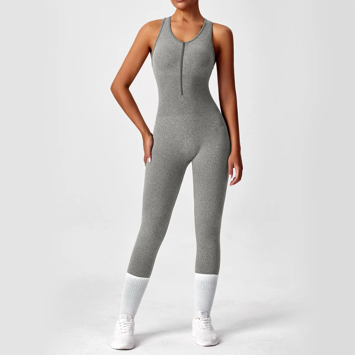 Women's Yoga Solid Color Hollow Out Sleeveless Sports Jumpsuit
