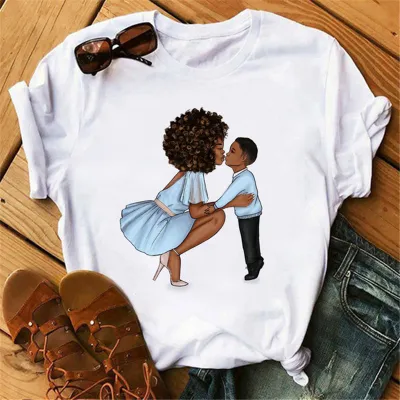 Women Casual Cartoon Printed Short-Sleeved Crewneck T-Shirt