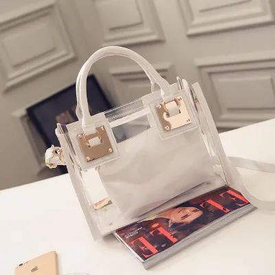 Women Fashion Casual Transparent PVC Large Capacity Handbag