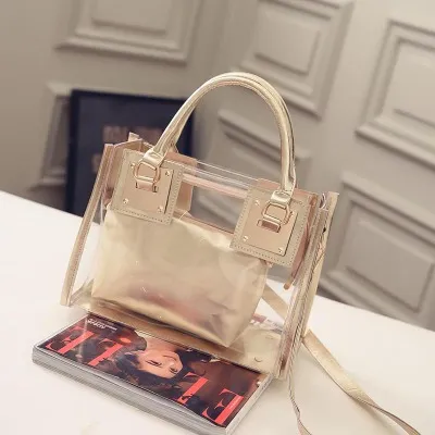 Women Fashion Casual Transparent PVC Large Capacity Handbag
