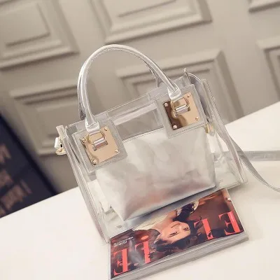 Women Fashion Casual Transparent PVC Large Capacity Handbag
