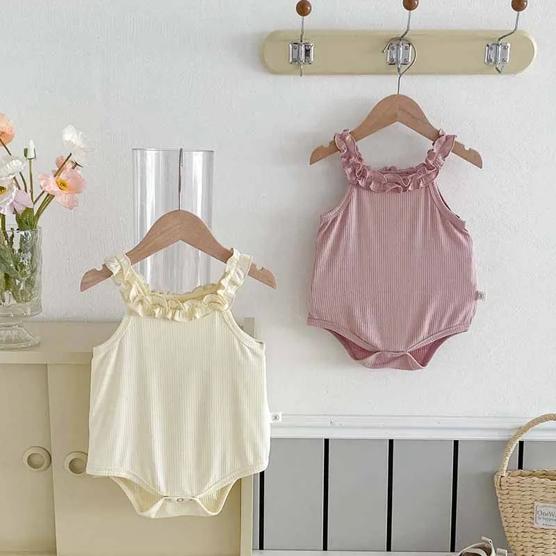 Kids Baby Girls Casual Cute Strap Romper Sleeveless Triangle Climb Cotton Pullover Sweet