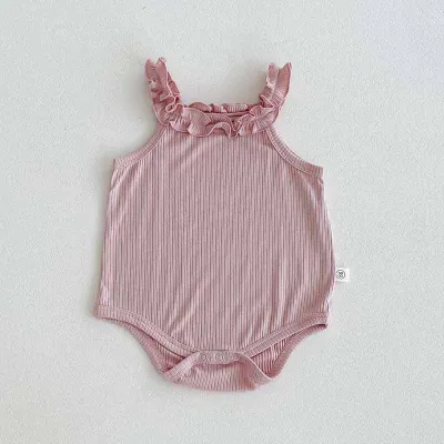 Kids Baby Girls Casual Cute Strap Romper Sleeveless Triangle Climb Cotton Pullover Sweet