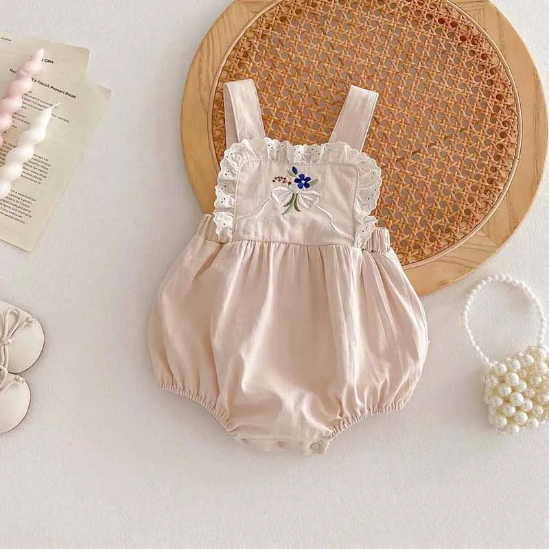 Kids Baby Girls Casual Cute Triangle Climb Romper 100% Cotton Sleeveless Pullover 0-3T