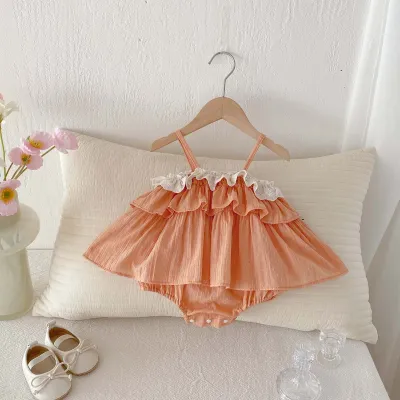 Kids Baby Girls Casual Cute Strap Romper Triangle Climb Sleeveless Pullover 100% Cotton