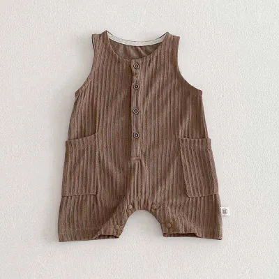 Kids Baby Boys Casual Cute Striped Sleeveless Romper Cotton Pullover