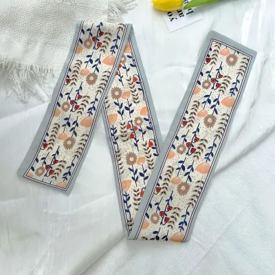 Women's Fashion Casual Letter Floral Printed Long Silk Scarf