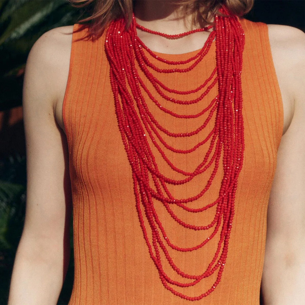 Women Fashion Boho Multi-Layer Beads Stacked Long Necklace