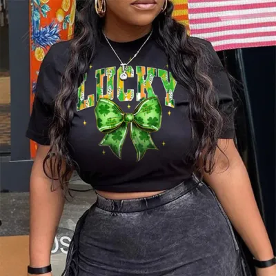 Women Fashion Casual Loose Printed Short-Sleeve T-Shirt