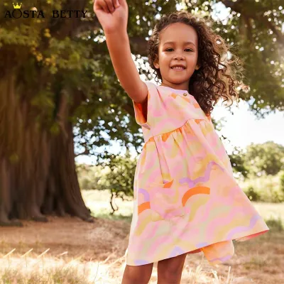 Girls Fashion Multicolor Printed Dress