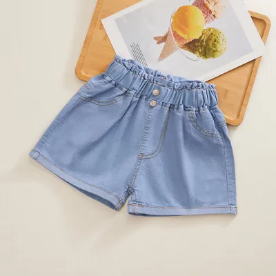 Girl's Fashion Bow Embellished High Waist Denim Shorts
