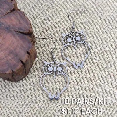 Simple Hollow Stainless Steel Owl Drop Earrings