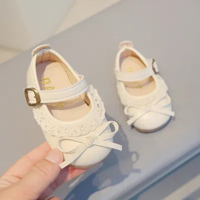 Kids Girls Casual Cute Bow Velcro Synthetic Leather First Walkers Shoes