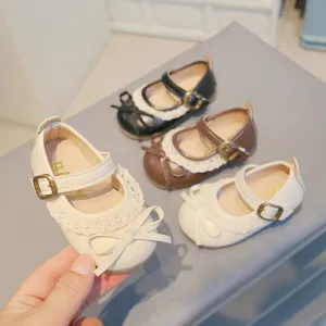 Kids Girls Casual Cute Bow Velcro Synthetic Leather First Walkers Shoes