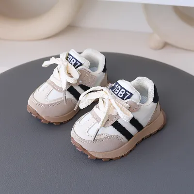 Kids Unisex Fashion Casual Versatile Lace-Up Thick-Soled PU Upper Sneakers