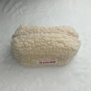 Simple Solid Color Lamb Fleece Large Capacity Pencil Bag Stationery Pouch