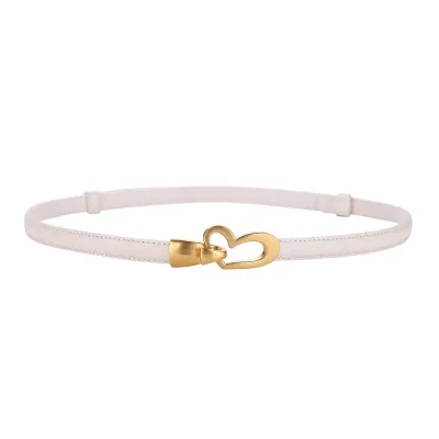 Women Fashion Solid Color Genuine Leather Punch-Free Thin Belt