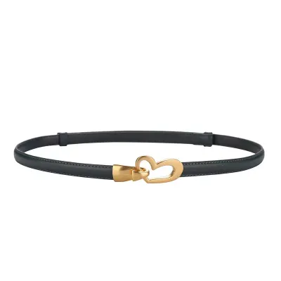 Women Fashion Solid Color Genuine Leather Punch-Free Thin Belt