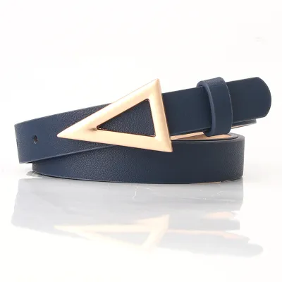 Women Fashion Solid Color Triangle Buckle Belt