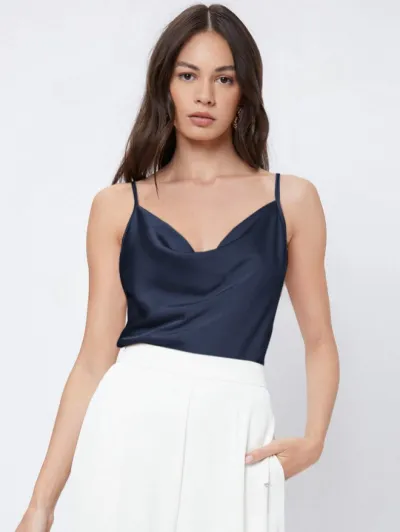 Women Fashion Sexy Solid Color Silk Satin Camisole