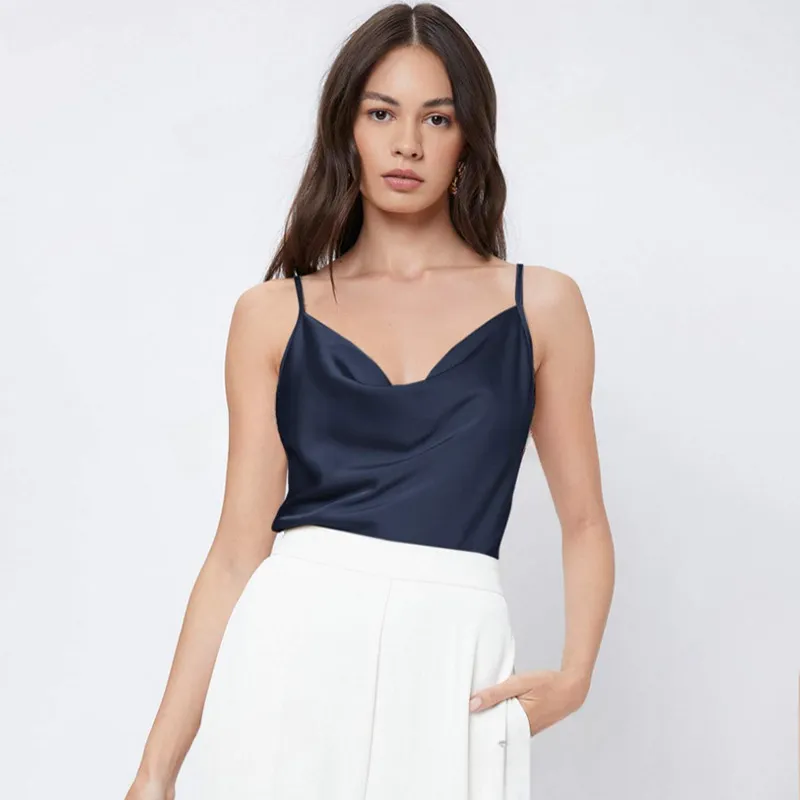Women Fashion Sexy Solid Color Silk Satin Camisole
