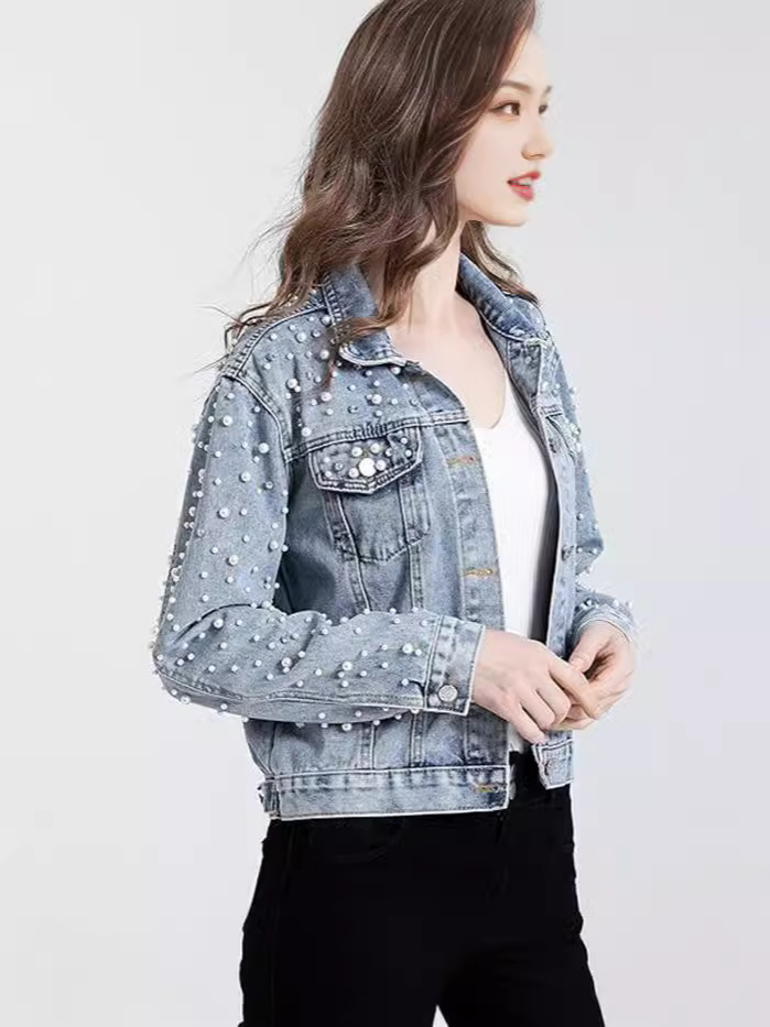 【CLANE】PEARL DOT JACKET Monica All Over Pearl Crop Jacket - Black - Petal & Pup USA