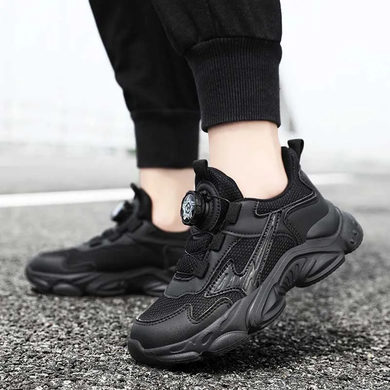 Kids Boys Casual Sports Lace-Up Thick-Soled Mesh Sneakers