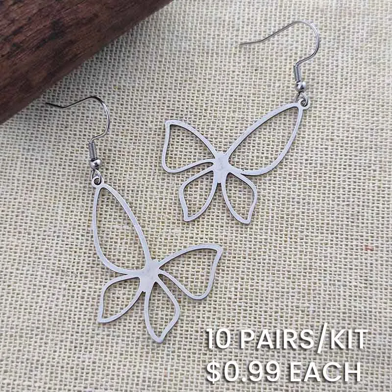 Simple Hollow Stainless Steel Butterfly Drop Earrings