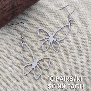 Simple Hollow Stainless Steel Butterfly Drop Earrings