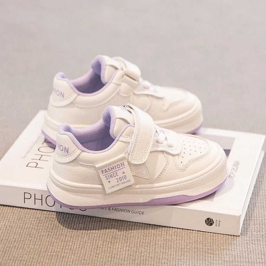 Kids Boys Girls Casual Versatile Sports Lace-Up Thick-Soled Ultrafilm Leather Sneakers