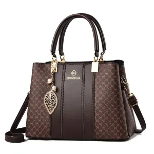 Women Fashion Casual Color Block Large Capacity Pendant Handbag PU Urban Simplicity Zip Small Round