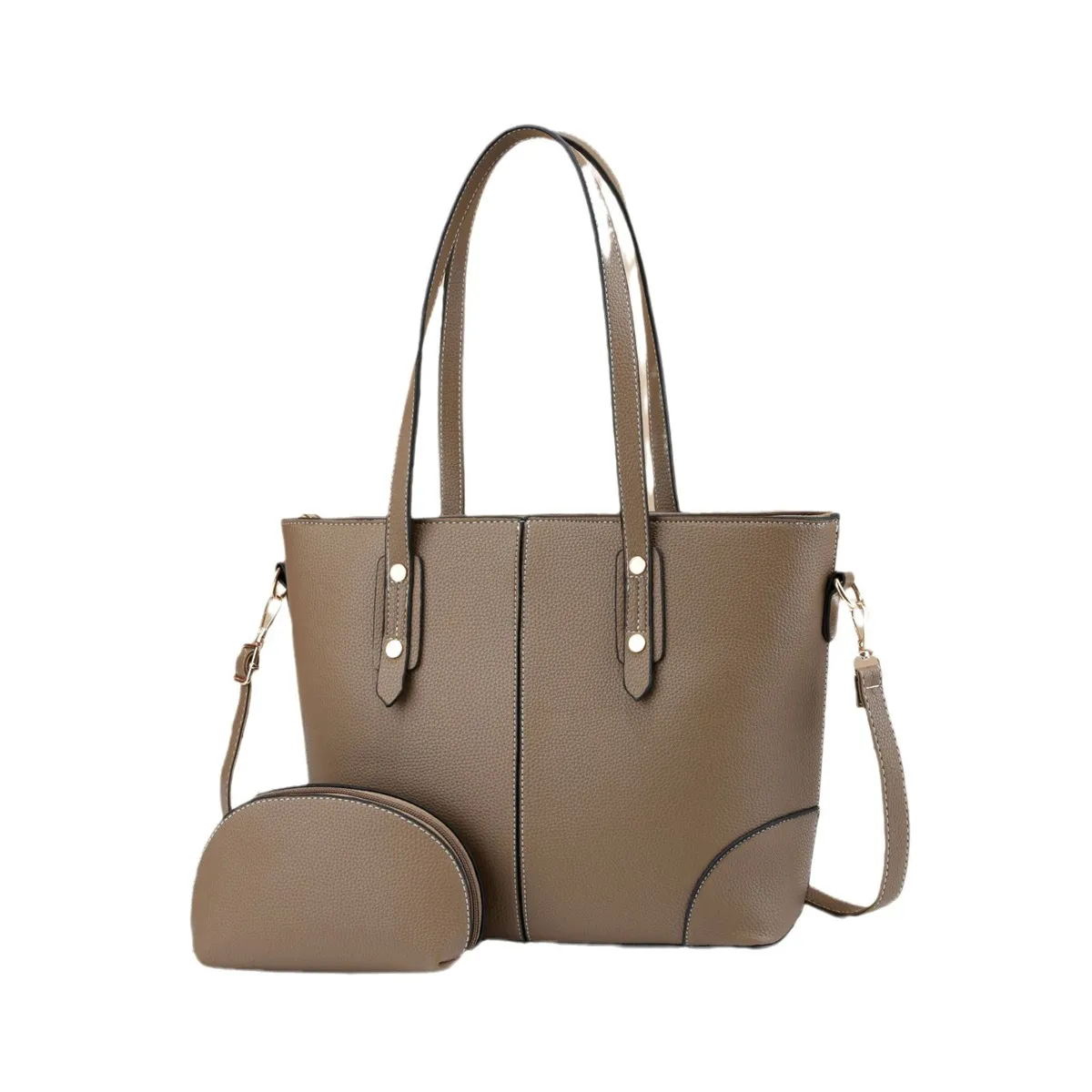 Women Fashion Contrast Color Large Capacity Tote Handbag Set