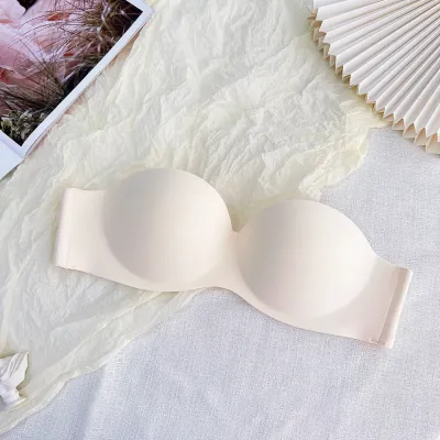Women Fashion Solid Color Strapless Bra 3/4 Cup Nylon