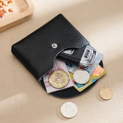 Women's Fashion Casual Solid Color Genuine Leather Coin Purse Wallet