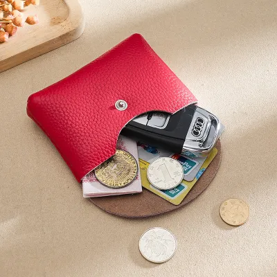 Women's Fashion Casual Solid Color Genuine Leather Coin Purse Wallet