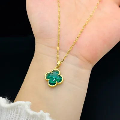 Women's Fashion Elegant Titanium Steel Four-Leaf Clover Necklace with Regular Chain