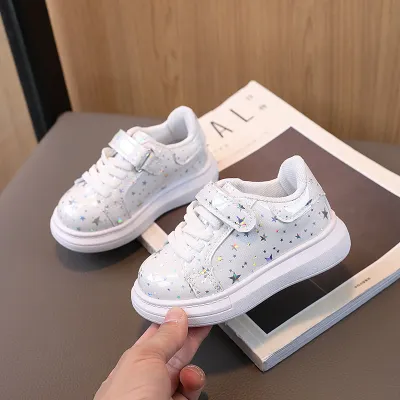 Kids Boys Fashion Casual Star Bright Leather Velcro Sneakers Low Top