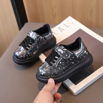 Kids Boys Fashion Casual Star Bright Leather Velcro Sneakers Low Top