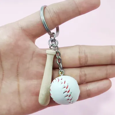 Creative Baseball Bag Pendant Keychain Modern Simplicity Leather Wood
