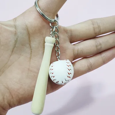 Creative Baseball Bag Pendant Keychain Modern Simplicity Leather Wood