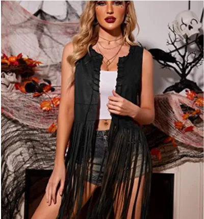 Women Casual Suede Sleeveless Vest with Tassels